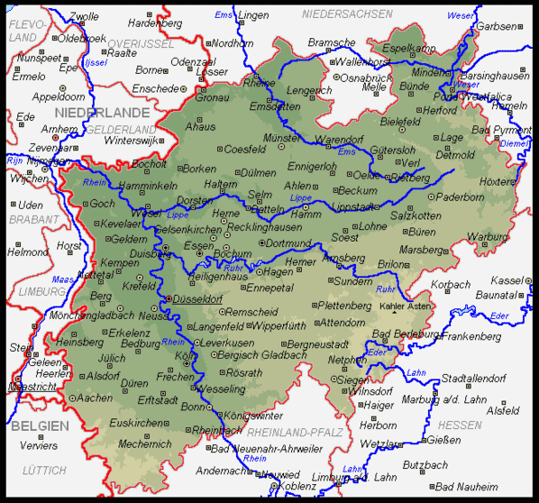 North Rhine Westphasia map